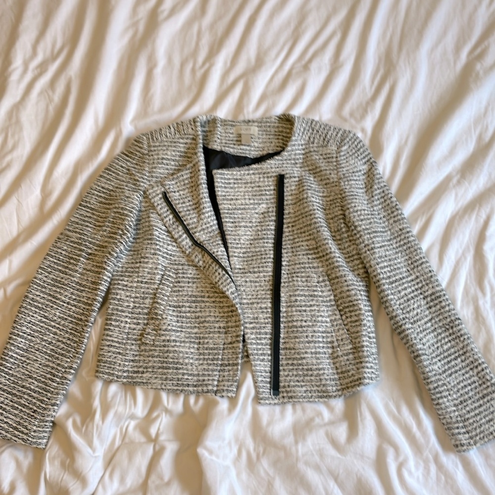 Ann Taylor loft black and white boucle jacket or blazer